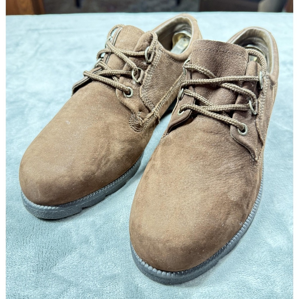 Thom McAn Shoes Mens Size 11W Brown Leather Poron 4000 Comfort Lace Up Sneakers